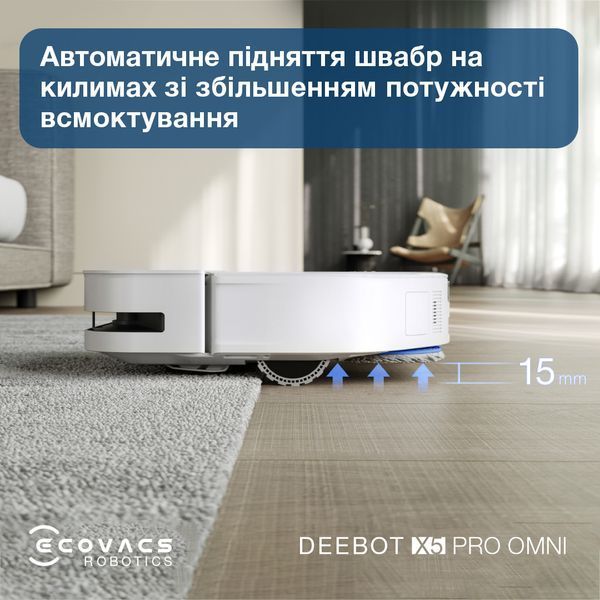 Робот-пилосос Ecovacs Deebot Ozmo X5 Pro Omni (DDX39) White X5PRO OMNI DDX39 WH фото
